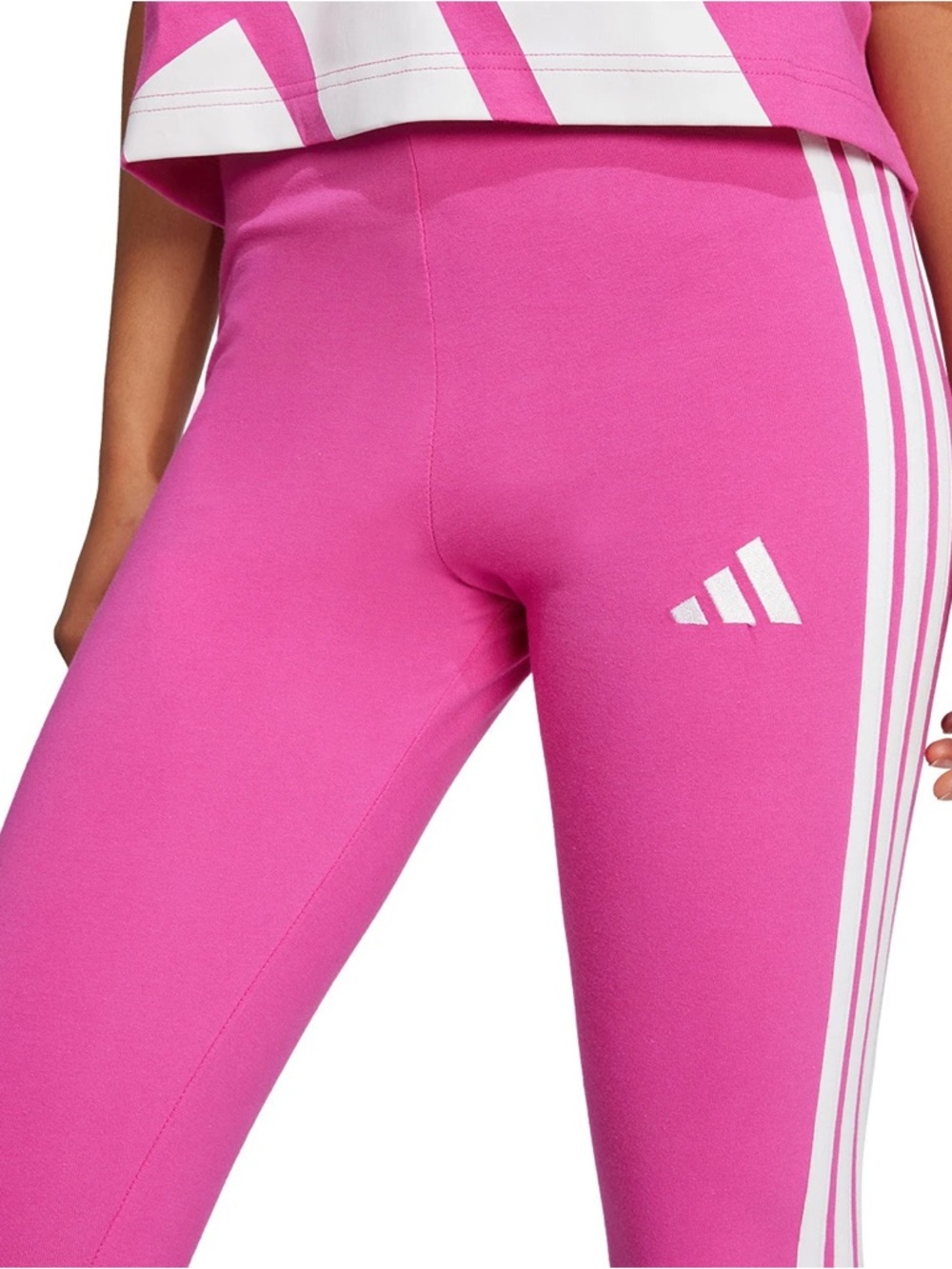 adidas Pink Athletic Leggings with White Side Stripes - Picture 3 of 6